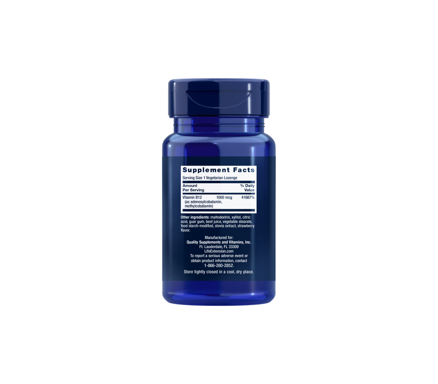 Life Extension B12 Elite, 60 vegetarian lozenges, two bioactive forms of B12, brain health, energy metabolism, facts